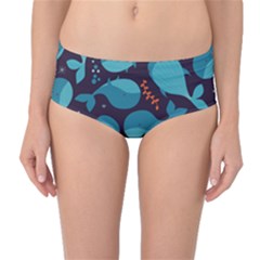 Blue Whale Pattern Mid-waist Bikini Bottoms by Bigfootshirtshop