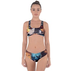 Music, Piano With Birds And Butterflies Criss Cross Bikini Set by FantasyWorld7