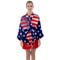 Patriotic American Usa Design Red Long Sleeve Kimono Robe by Celenk