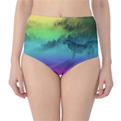 Yellowstone Wolfs Sunset High-waist Bikini Bottoms by PodArtist