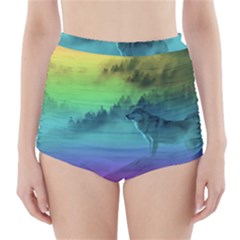 Yellowstone Wolfs Sunset High-waisted Bikini Bottoms by PodArtist