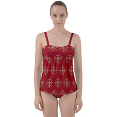 Pattern Background Holiday Twist Front Tankini Set by Celenk