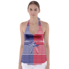 American Flag Patriot Red White Babydoll Tankini Top by Celenk