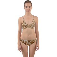 Texture Background Backdrop Brown Wrap Around Bikini Set by Celenk