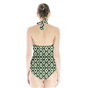 Green Ornate Christmas Pattern Halter Swimsuit View2