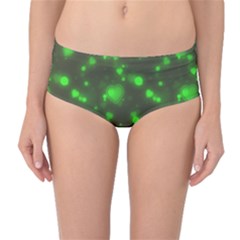 Neon Green Bubble Hearts Mid-waist Bikini Bottoms by PodArtist