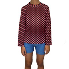 Sexy Red And Black Polka Dot Kids  Long Sleeve Swimwear by PodArtist