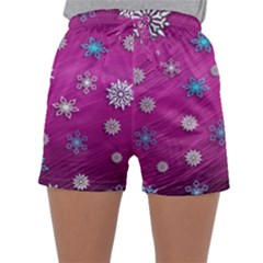 Snowflakes 3d Random Overlay Sleepwear Shorts by Celenk