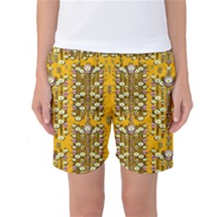Rain Showers In The Rain Forest Of Bloom And Decorative Liana Women s Basketball Shorts by pepitasart