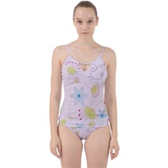 Floral Background Bird Drawing Cut Out Top Tankini Set by Celenk
