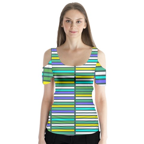 Color Grid 03 Butterfly Sleeve Cutout Tee  by jumpercat