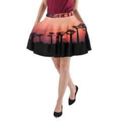 Baobabs Trees Silhouette Landscape A-line Pocket Skirt by BangZart