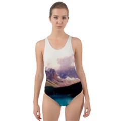 Austria Mountains Lake Water Cut-out Back One Piece Swimsuit by BangZart