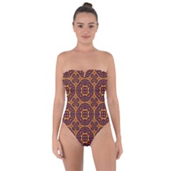 Geometric Pattern Tie Back One Piece Swimsuit by linceazul