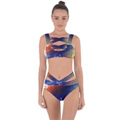 Colorful Pattern Color Course Bandaged Up Bikini Set 