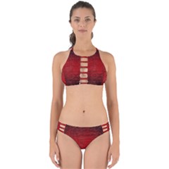 Red Grunge Texture Black Gradient Perfectly Cut Out Bikini Set by BangZart