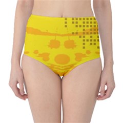 Texture Yellow Abstract Background High-waist Bikini Bottoms by BangZart