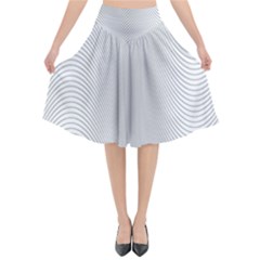 Monochrome Curve Line Pattern Wave Flared Midi Skirt by BangZart