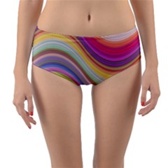 Wave Background Happy Design Reversible Mid-waist Bikini Bottoms by BangZart