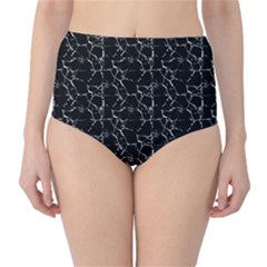 Black And White Textured Pattern High-waist Bikini Bottoms by dflcprints