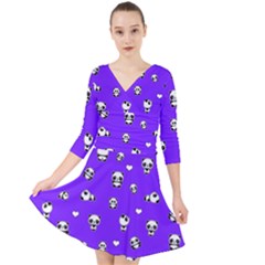 Panda Pattern Quarter Sleeve Front Wrap Dress	 by Valentinaart