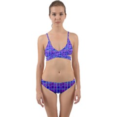 Background Mosaic Purple Blue Wrap Around Bikini Set by Celenk