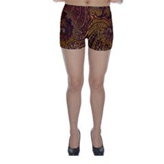 Copper Caramel Swirls Abstract Art Skinny Shorts by Celenk