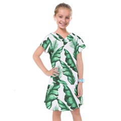 Banana Leaves And Fruit Isolated With Four Pattern Kids  Drop Waist Dress by Celenk