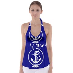 Anchor Flag Blue Background Babydoll Tankini Top by Celenk