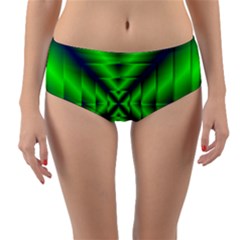 Shiny Lime Navy Sheen Radiate 3d Reversible Mid-waist Bikini Bottoms by Celenk