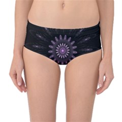 Fractal Mandala Delicate Pattern Mid-waist Bikini Bottoms by Celenk