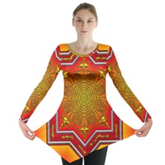 Mandala Zen Meditation Spiritual Long Sleeve Tunic  by Celenk