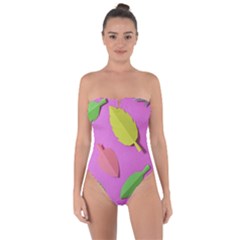 Leaves Autumn Nature Trees Tie Back One Piece Swimsuit by Celenk