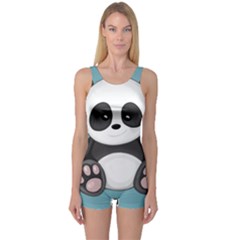 Cute Panda One Piece Boyleg Swimsuit by Valentinaart