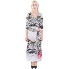 Butterfly Animal Insect Art Quarter Sleeve Wrap Maxi Dress by Celenk