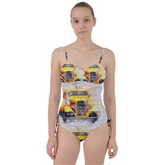 Car Old Art Abstract Sweetheart Tankini Set by Celenk