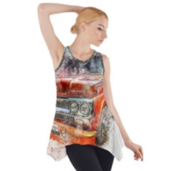 Car Old Car Art Abstract Side Drop Tank Tunic by Celenk