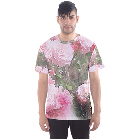 Flowers Roses Art Abstract Nature Men s Sports Mesh Tee by Celenk