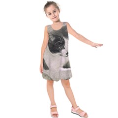 Cat Pet Art Abstract Vintage Kids  Sleeveless Dress by Celenk