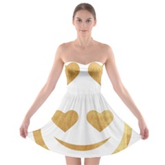 Gold Smiley Face Strapless Bra Top Dress by NouveauDesign