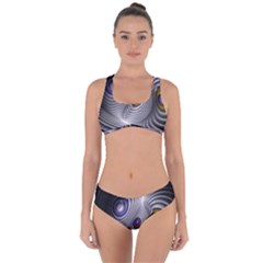 Fractal Silver Warp Pattern Criss Cross Bikini Set by Celenk