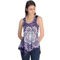 Fractal Floral Striped Lavender Sleeveless Tunic by Celenk
