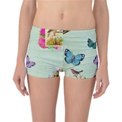 Whimsical Shabby Chic Collage Reversible Boyleg Bikini Bottoms by NouveauDesign