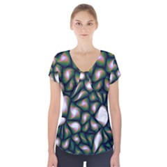 Fuzzy Abstract Art Urban Fragments Short Sleeve Front Detail Top by Celenk