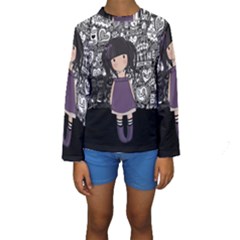 Dolly Girl In Purple Kids  Long Sleeve Swimwear by Valentinaart