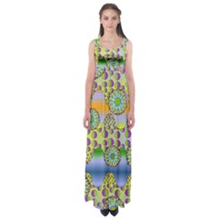 Amoeba Flowers Empire Waist Maxi Dress by CosmicEsoteric