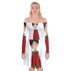 Frida Kahlo Doll Off Shoulder Skater Dress by Valentinaart