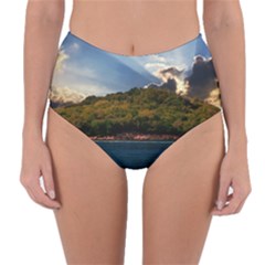 Island God Rays Sky Nature Sea Reversible High-waist Bikini Bottoms by Celenk