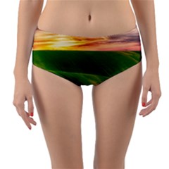 Hills Countryside Sky Rural Reversible Mid-waist Bikini Bottoms by Celenk