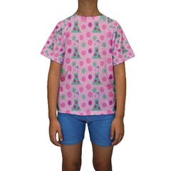 Green Dress Pink Kids  Short Sleeve Swimwear by snowwhitegirl